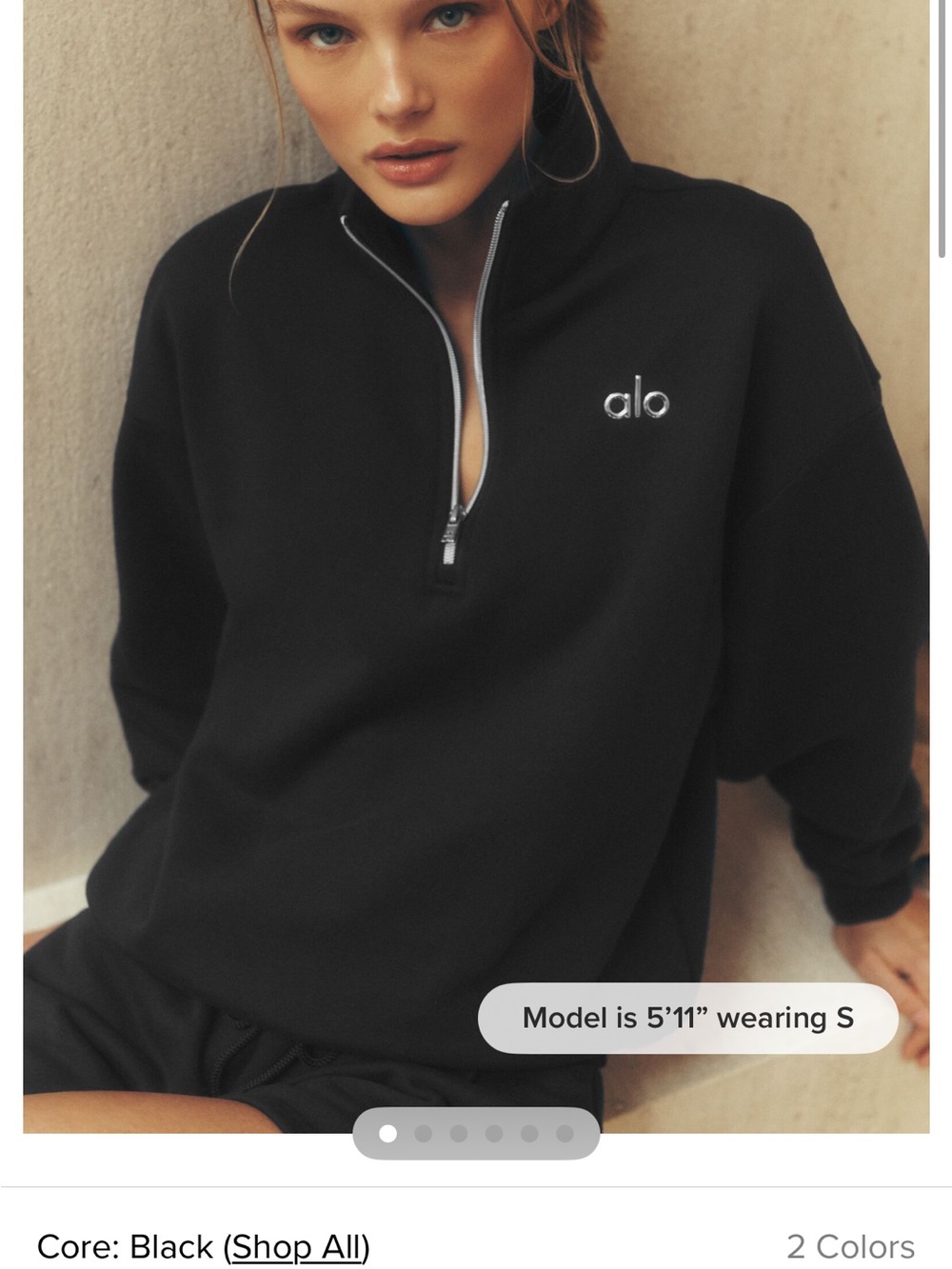 ALO Yoga Black Quarter-Zip Cowl Sweatshirt